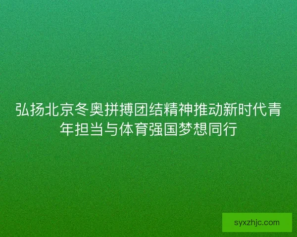 弘扬北京冬奥拼搏团结精神推动新时代青年担当与体育强国梦想同行 弘扬北京冬奥拼搏团结精神推动新时代青年担当与体育强国梦想同行