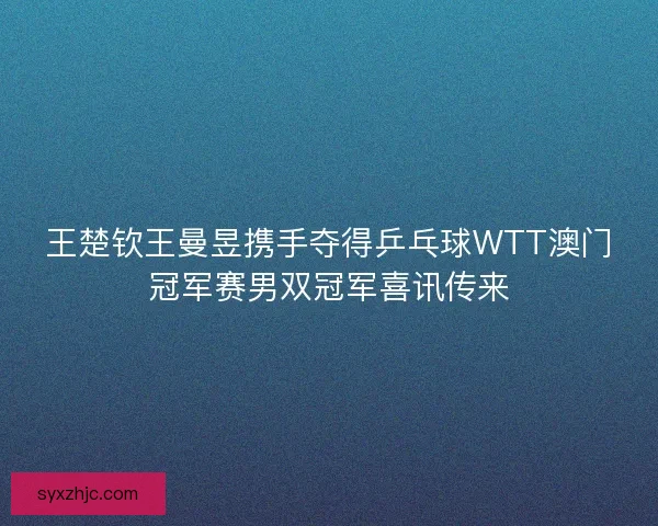 王楚钦王曼昱携手夺得乒乓球WTT澳门冠军赛男双冠军喜讯传来 王楚钦王曼昱携手夺得乒乓球WTT澳门冠军赛男双冠军喜讯传来