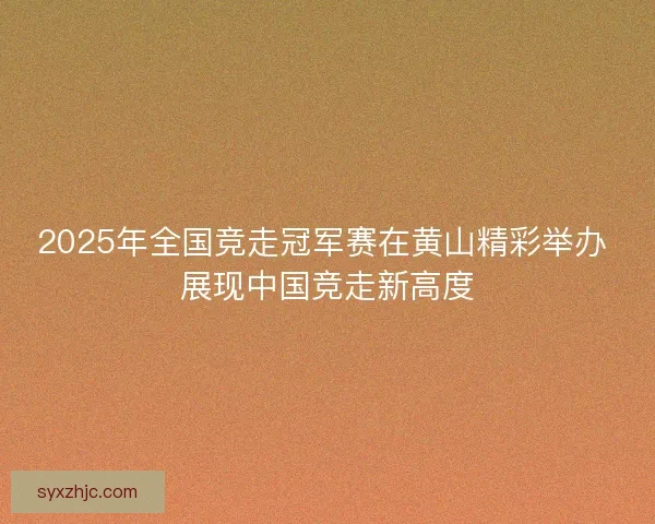 2025年全国竞走冠军赛在黄山精彩举办 展现中国竞走新高度