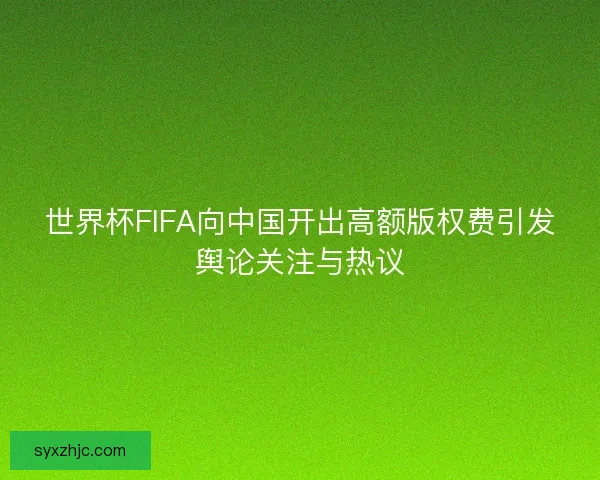 世界杯FIFA向中国开出高额版权费引发舆论关注与热议 世界杯FIFA向中国开出高额版权费引发舆论关注与热议