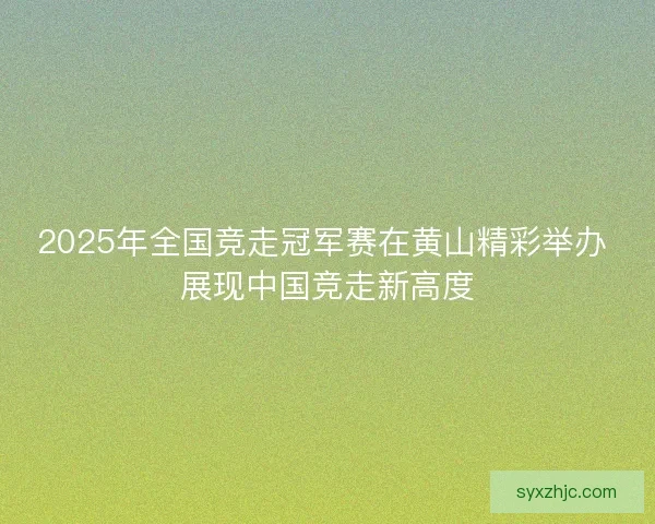 2025年全国竞走冠军赛在黄山精彩举办 展现中国竞走新高度