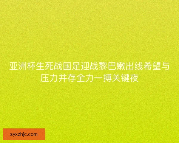 亚洲杯生死战国足迎战黎巴嫩出线希望与压力并存全力一搏关键夜 亚洲杯生死战国足迎战黎巴嫩出线希望与压力并存全力一搏关键夜