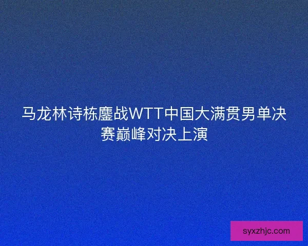 马龙林诗栋鏖战WTT中国大满贯男单决赛巅峰对决上演