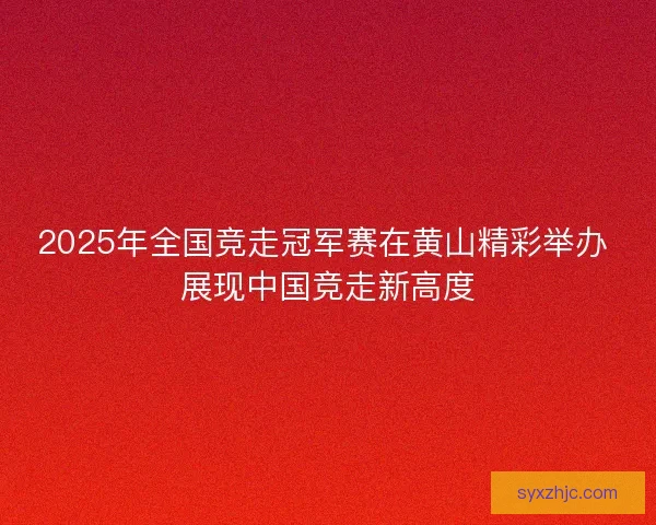 2025年全国竞走冠军赛在黄山精彩举办 展现中国竞走新高度