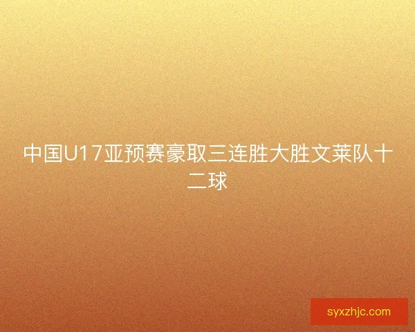 中国U17亚预赛豪取三连胜大胜文莱队十二球 中国U17亚预赛豪取三连胜大胜文莱队十二球